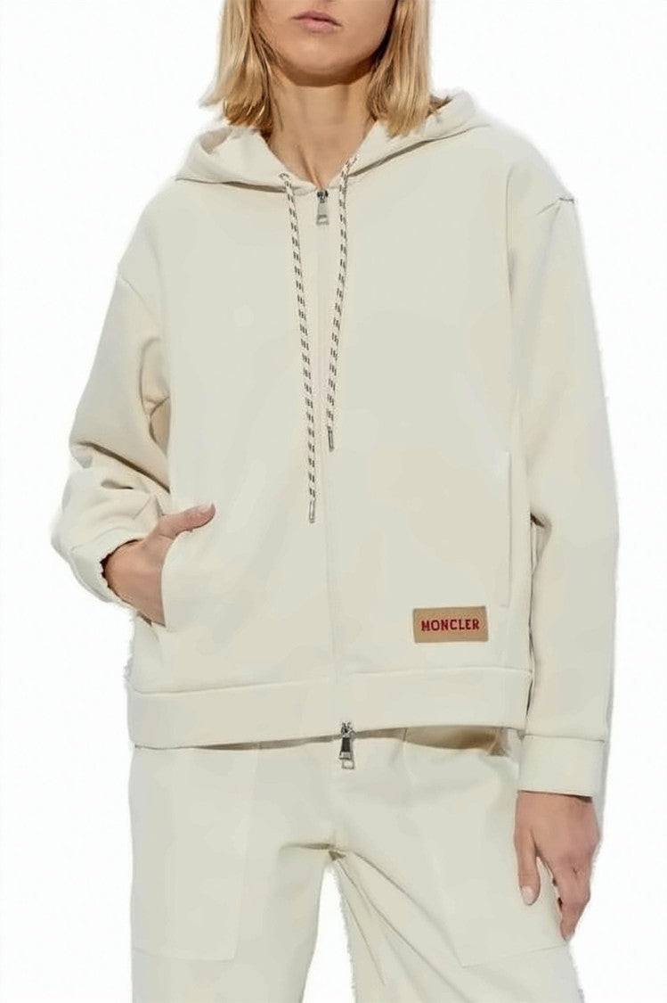 Moncler Cropped Front-Zip Hoodie With Adjustable Drawstring