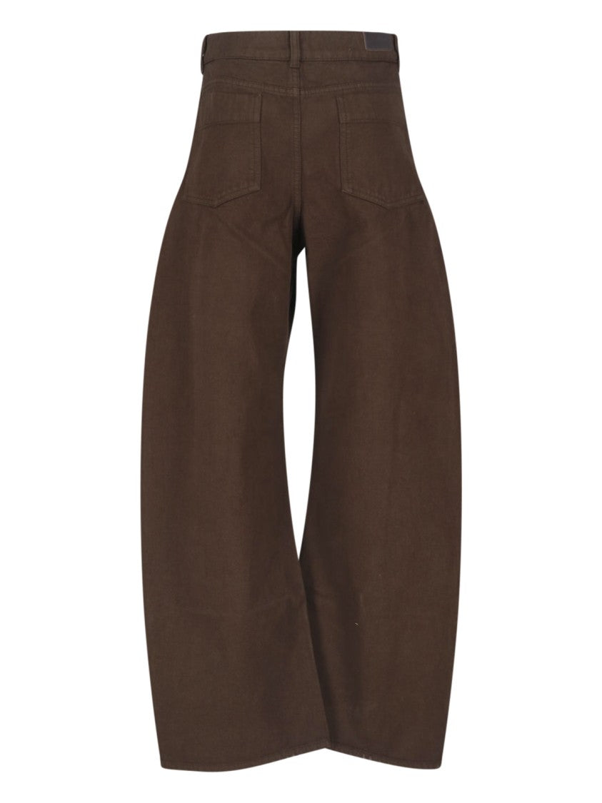 Lemaire Brown Rounded Wide-Leg Cotton Pants