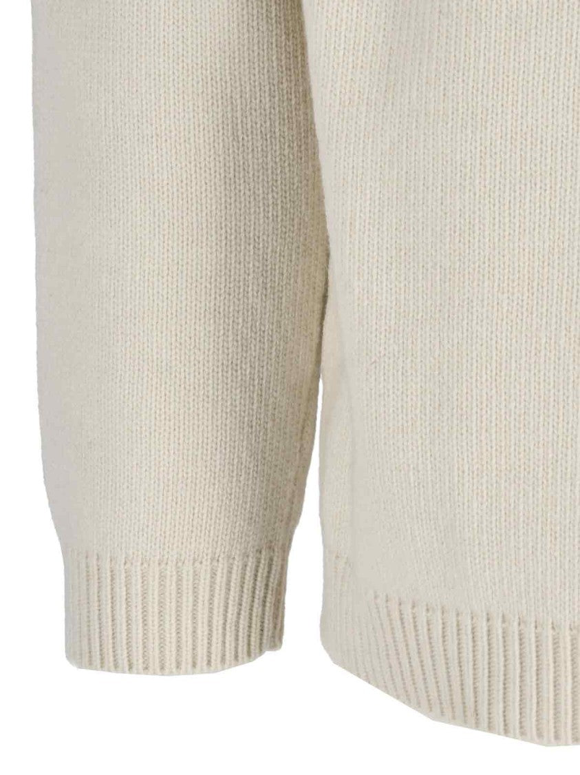 Off-White Classic White Knit Sweater With Round Neckline