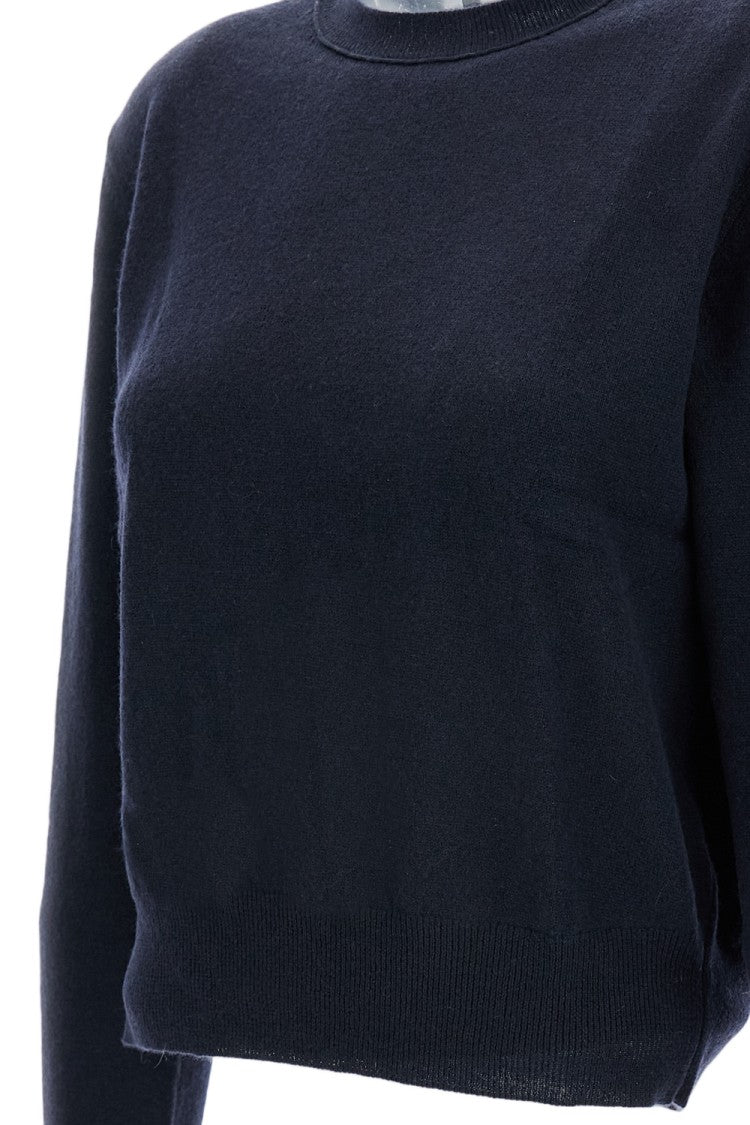 Lisa Yang Cropped Black Wool Sweater With Ribbed Trim