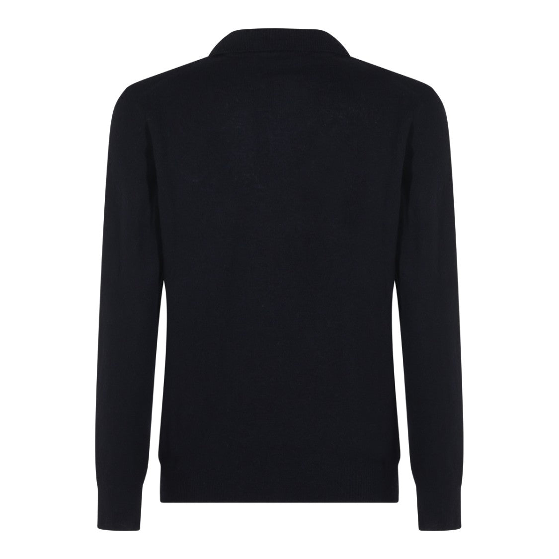Altea Navy Wool Knit Sweater With V-Neck And Classic Collar