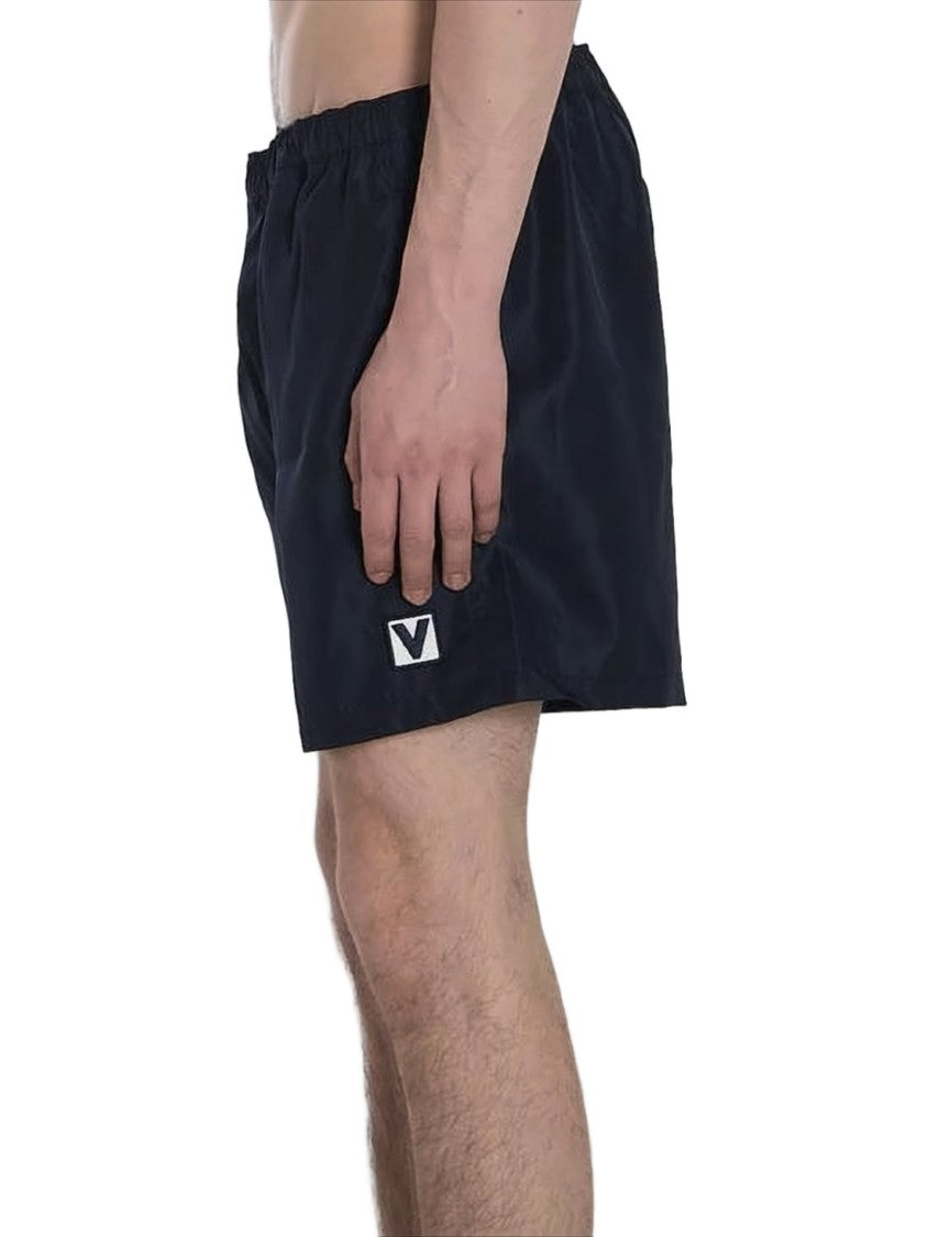 Valentino Garavani Blue Nylon Shorts With Elastic Waistband