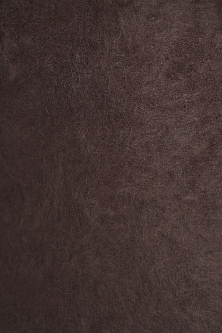 Soft Goat Brushed Cashmere Mini Dress With Round Neckline