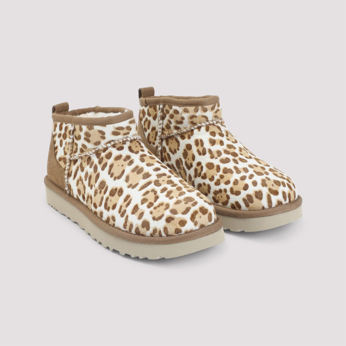 Ugg Leopard Print Ankle Boots With Soft Plush Upper And Sturdy Sole