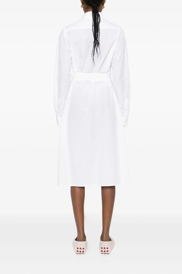 Polo Ralph Lauren White Point Collar Pony Logo Belted Cotton-Linen Shirt