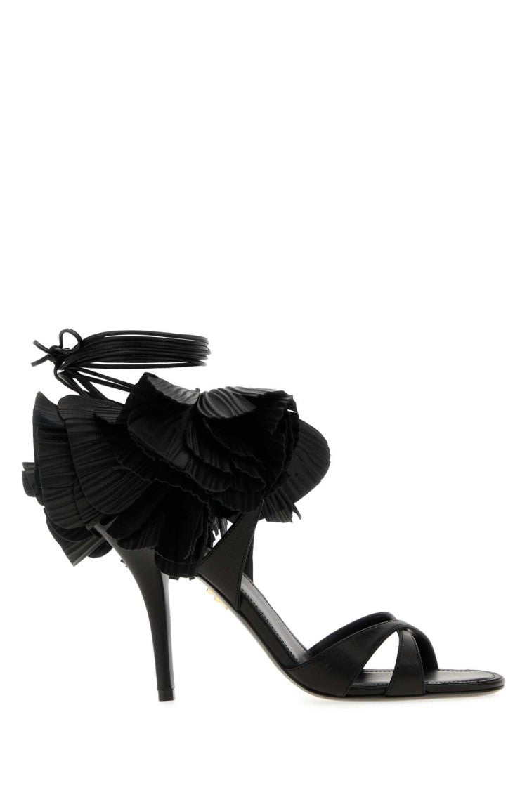 Salvatore Ferragamo Black Leather Estrella 95 Sandals