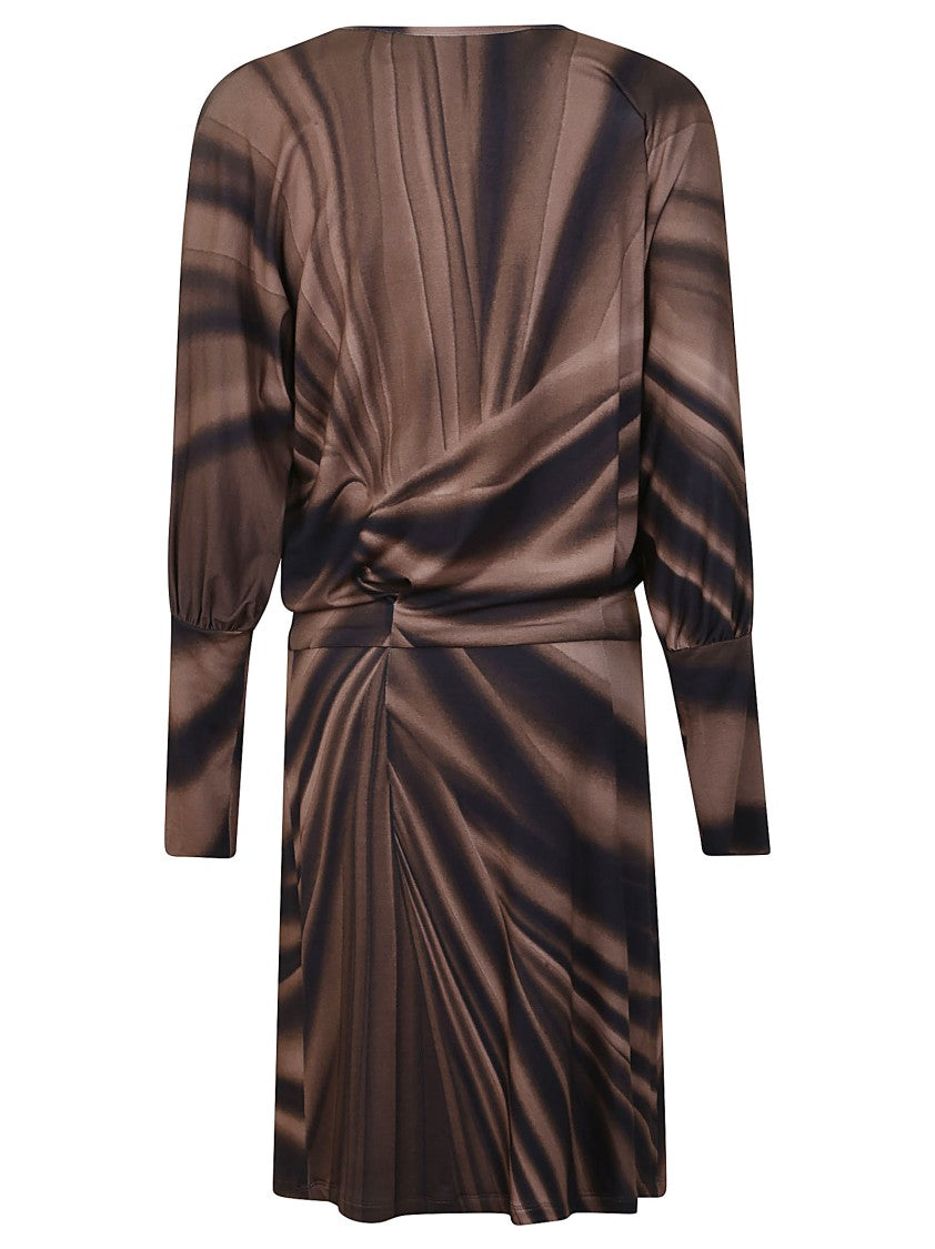 Alberta Ferretti Draped Viscose Mini Dress With Cinched Waist