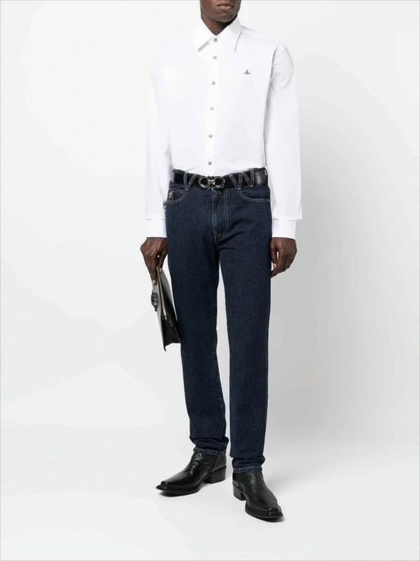Vivienne Westwood Long-Sleeve White Cotton Shirt With Crisp Collar