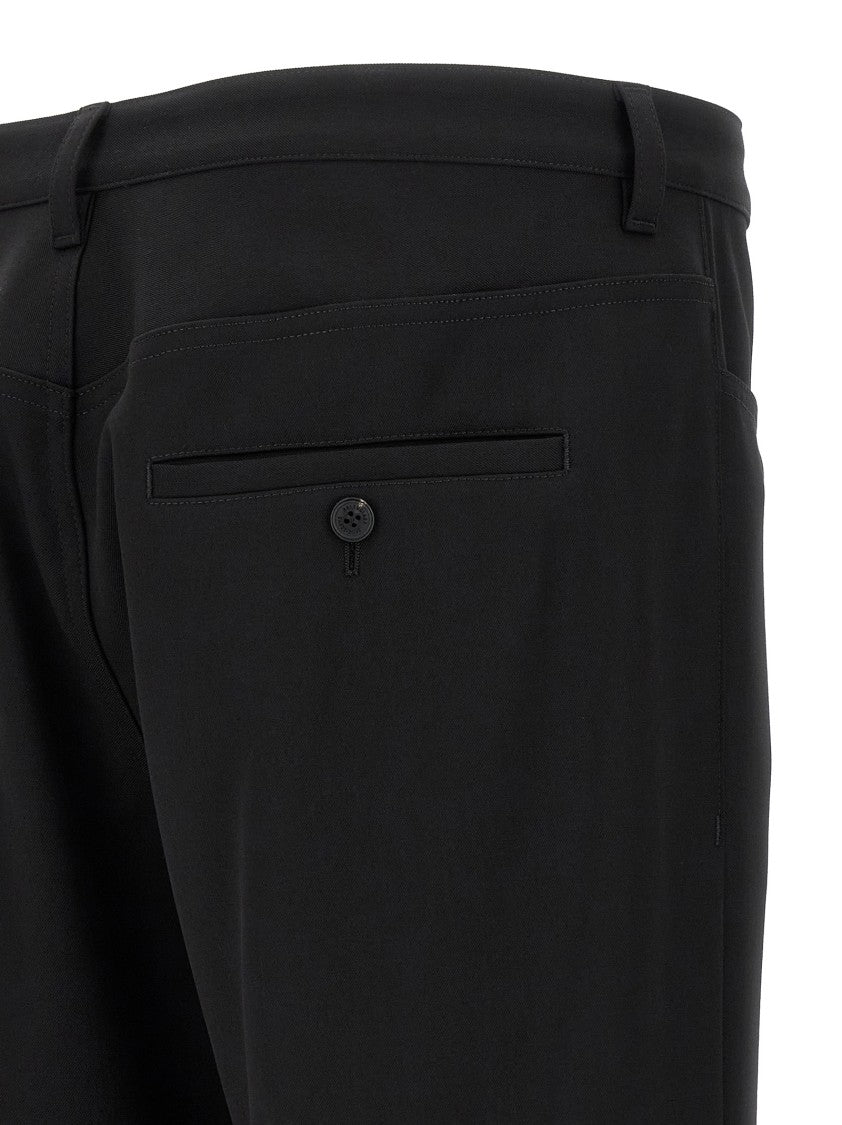 Balenciaga Ruffled Leg Stretch Wool Twill Pants