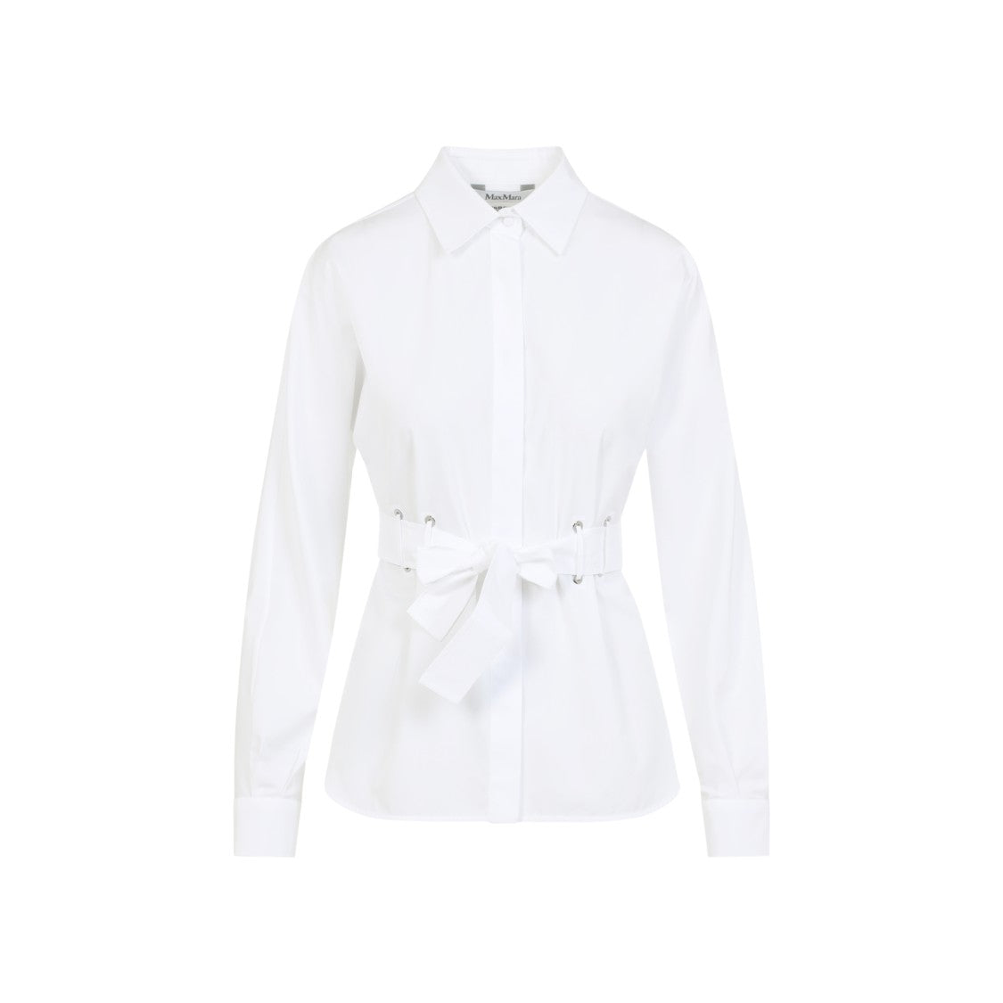 Max Mara White Cotton Juglas Belted Shirt