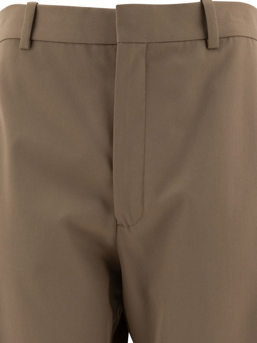 Loewe Cotton-Silk Blend Trousers With Leather Logo Detail