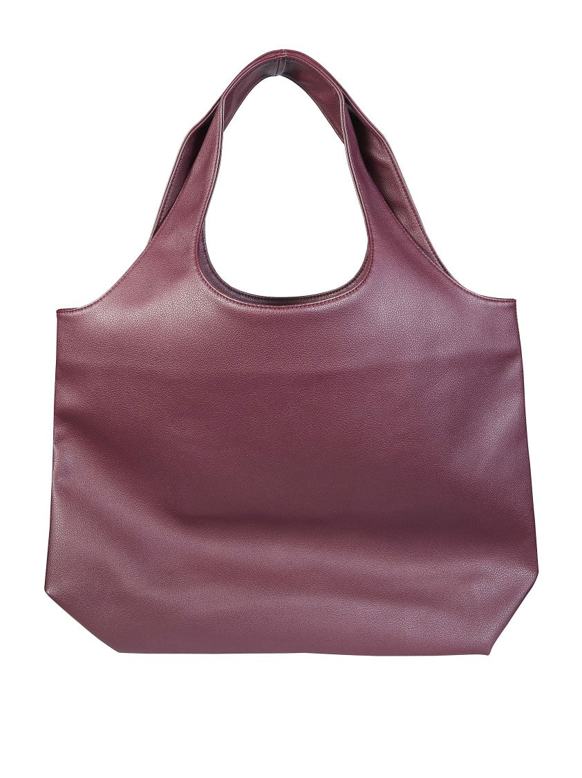 A.P.C. Burgundy Tote Ninon Textured Logo Bag