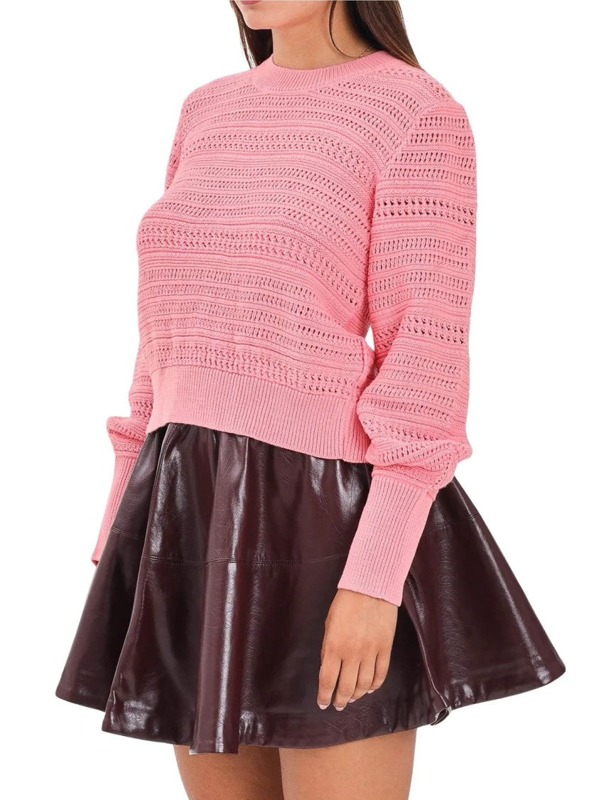 Akep Perforated Knit Crew Neck Sweater By Akep