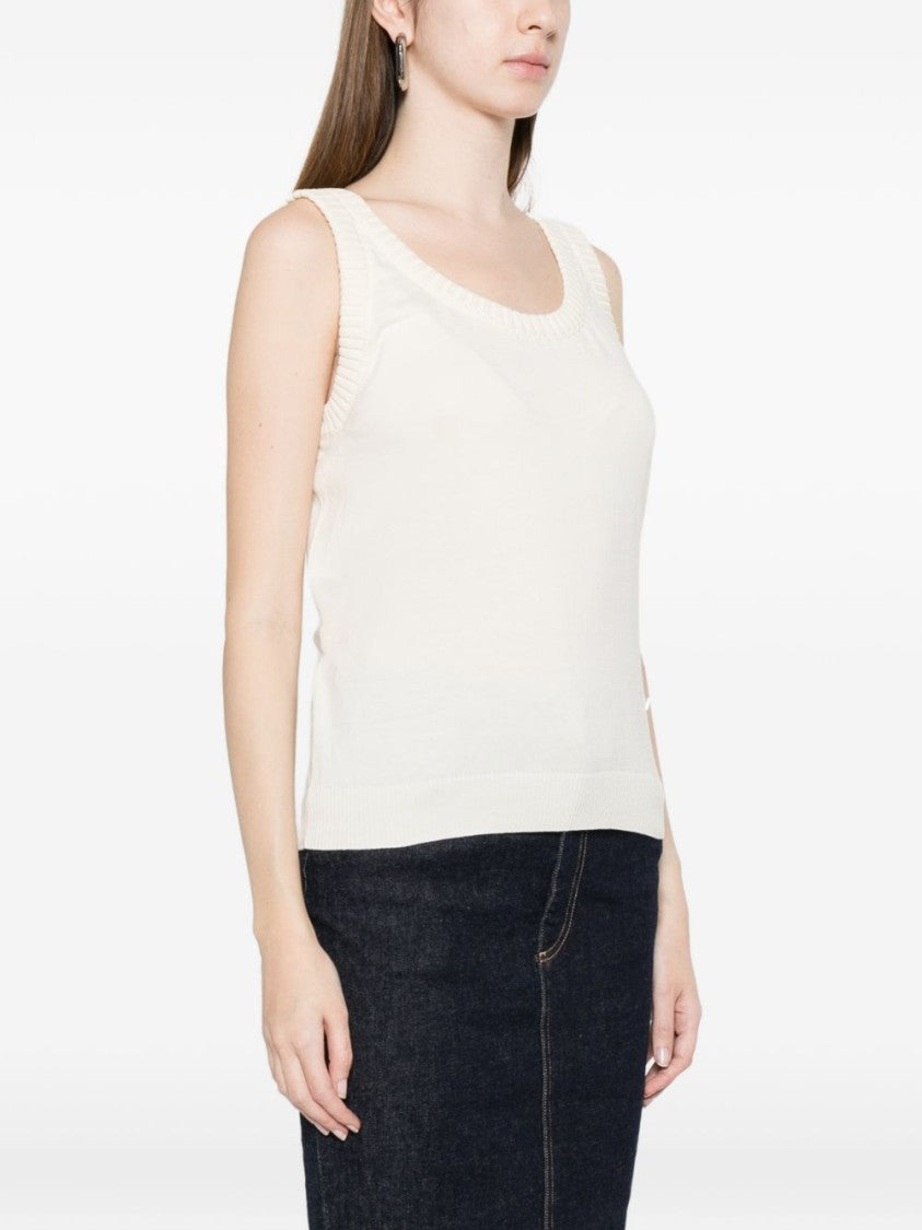 Moschino Off White Side Tie Sleeveless Top