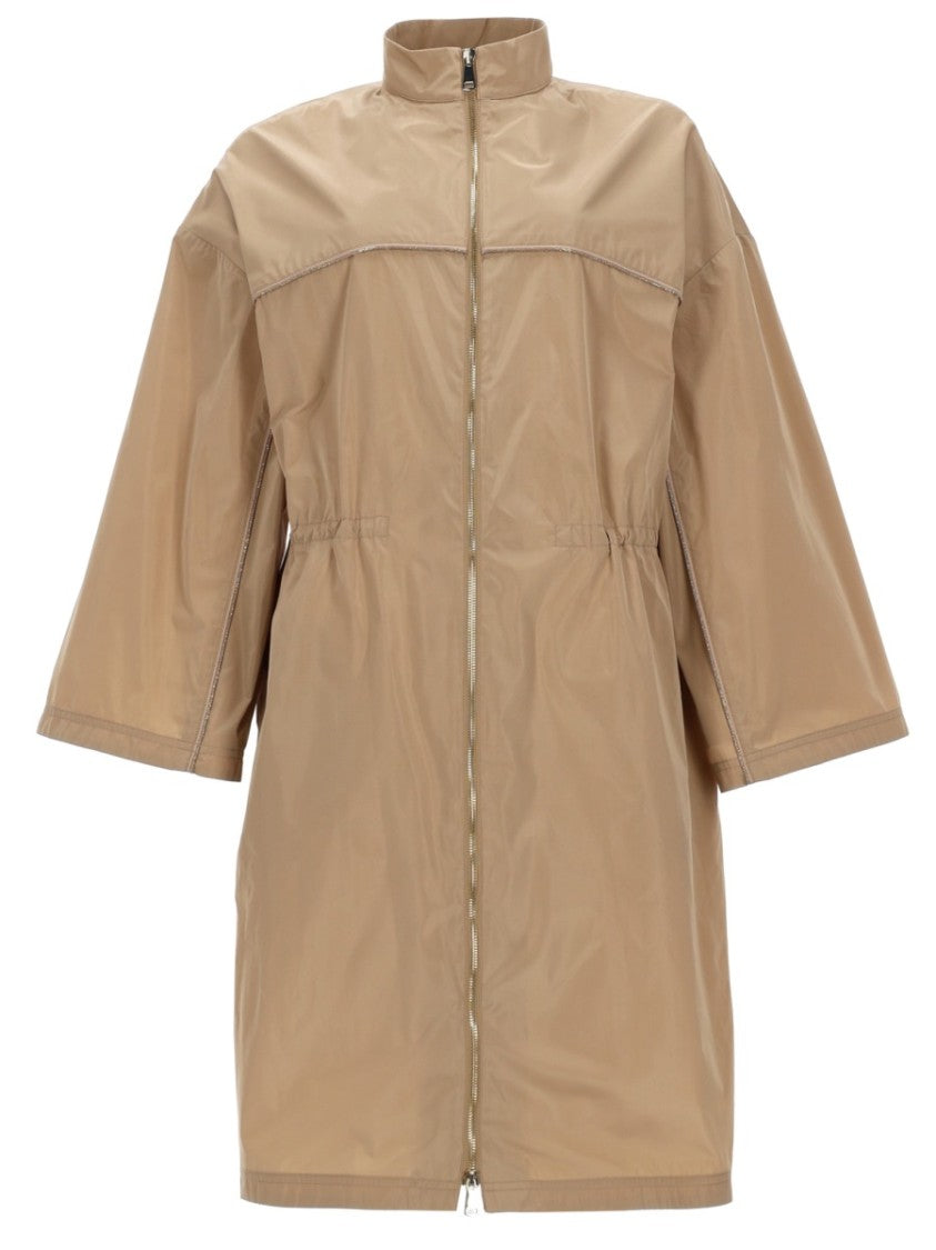 Fabiana Filippi Short High Collar Polyester Trench Coat