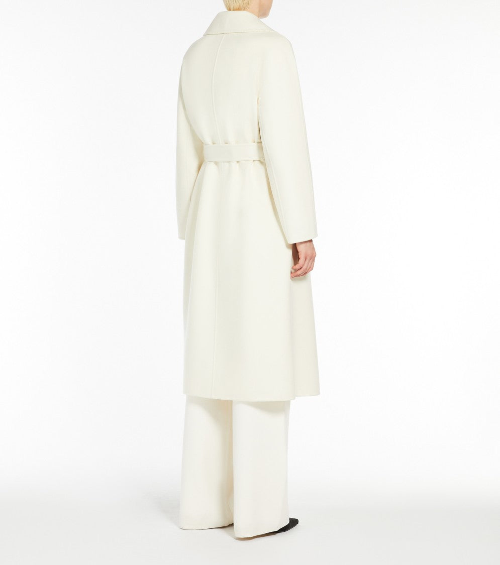 Max Mara Long White Coat With Wide Lapel