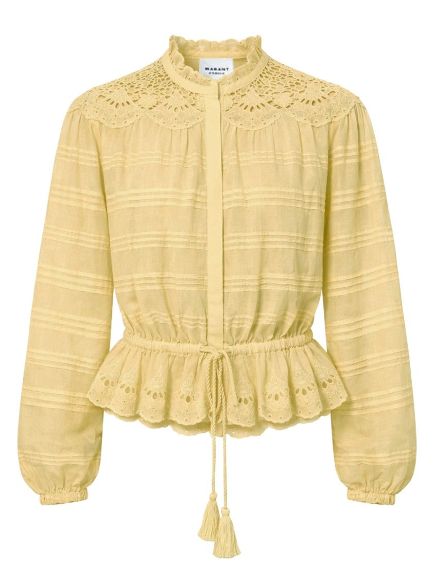Isabel Marant Étoile Polly Striped Lace Yoke Blouse