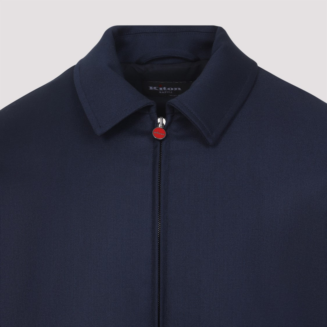 Kiton Navy Blue Wool And Cashmere Bomber Jacket