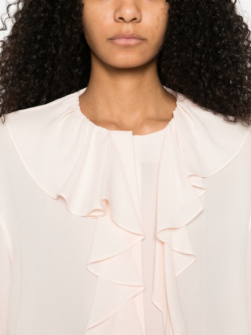 Alexander Mcqueen Soft Silk Blouse With Cascading Ruffles