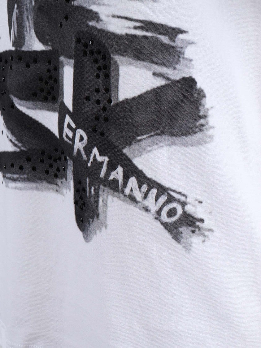 Ermanno Scervino Cotton T-Shirt With Round Neckline And Relaxed Fit