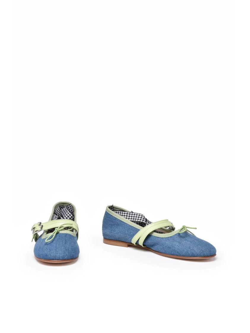 Giancarlo Abbigliamento Denim Gingham Ballerina Flats