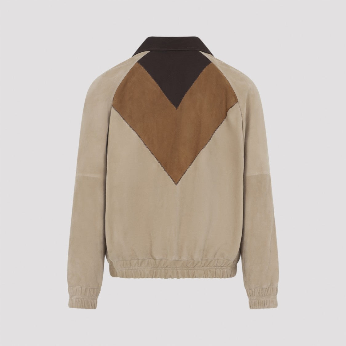 Valentino V-Shaped Color Block Jacket In Suede Leather