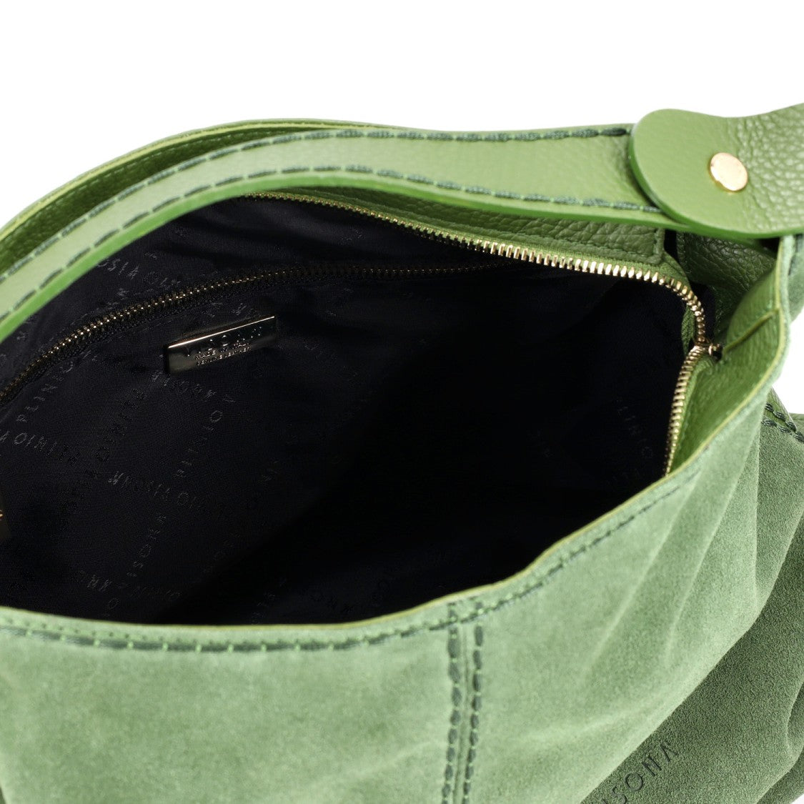 Plinio Visona' Green Suede Leather Bag