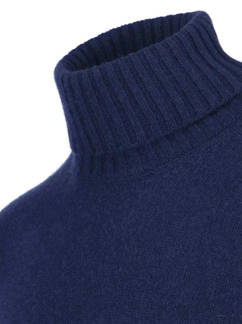 Drumohr Turtleneck Sweater In Blue Cashmere Navy Tone