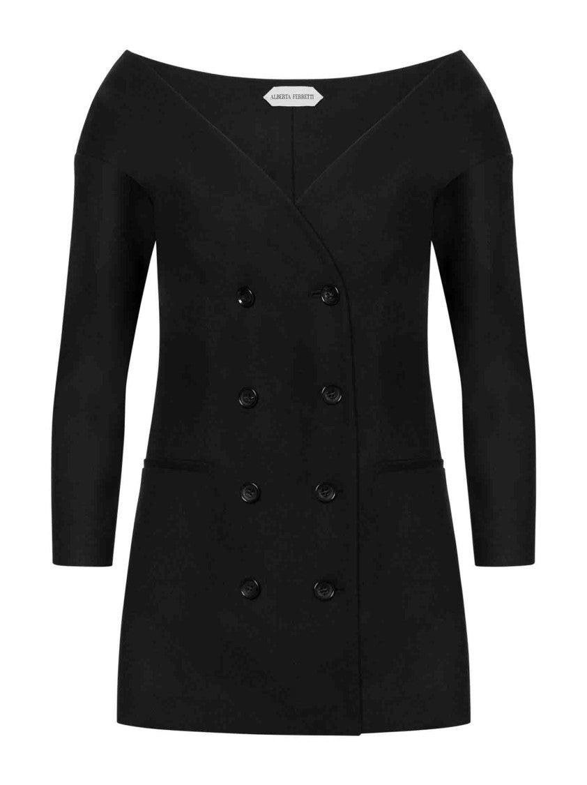 Alberta Ferretti Double-Breasted Off-The-Shoulder Alberta Ferretti Blazer
