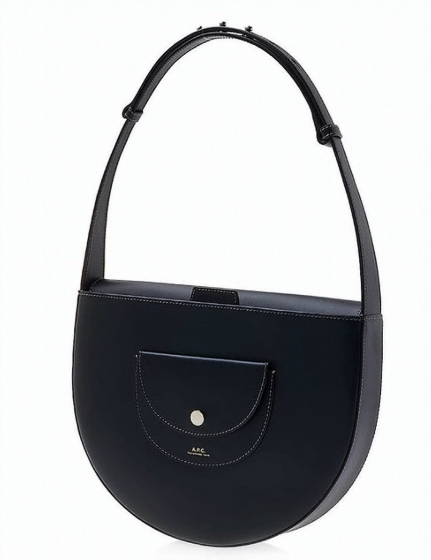 A.P.C. Half-Moon Black Calf Leather Shoulder Bag