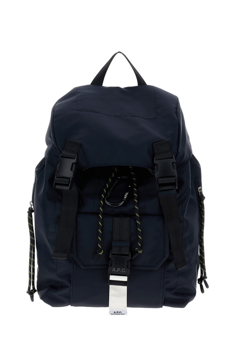 A.P.C. Navy Blue Backpack With Logo Applique