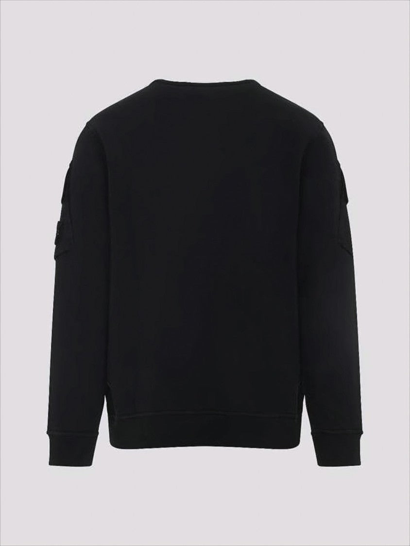 Stone Island Long-Sleeve Black Sweatshirt With Ribbed Cuffs And Subtle Patch Detail