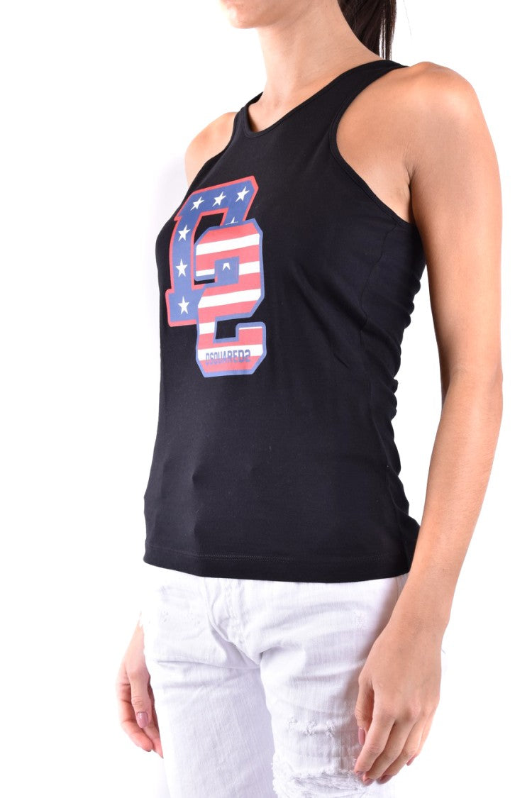 Dsquared2 Sleeveless Graphic Emblem Top Fitted Silhouette