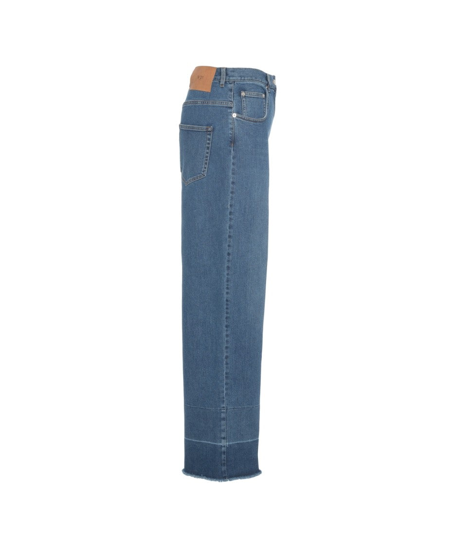 N°21 High-Rise Wide Leg Jeans With Frayed Hem