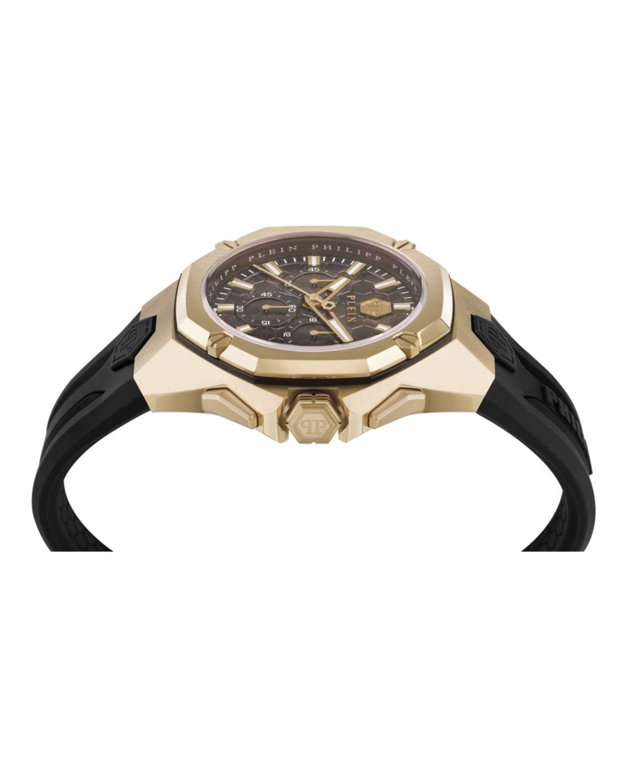 Philipp Plein Octagonal Chronograph Timepiece With Ip Yellow Gold Case