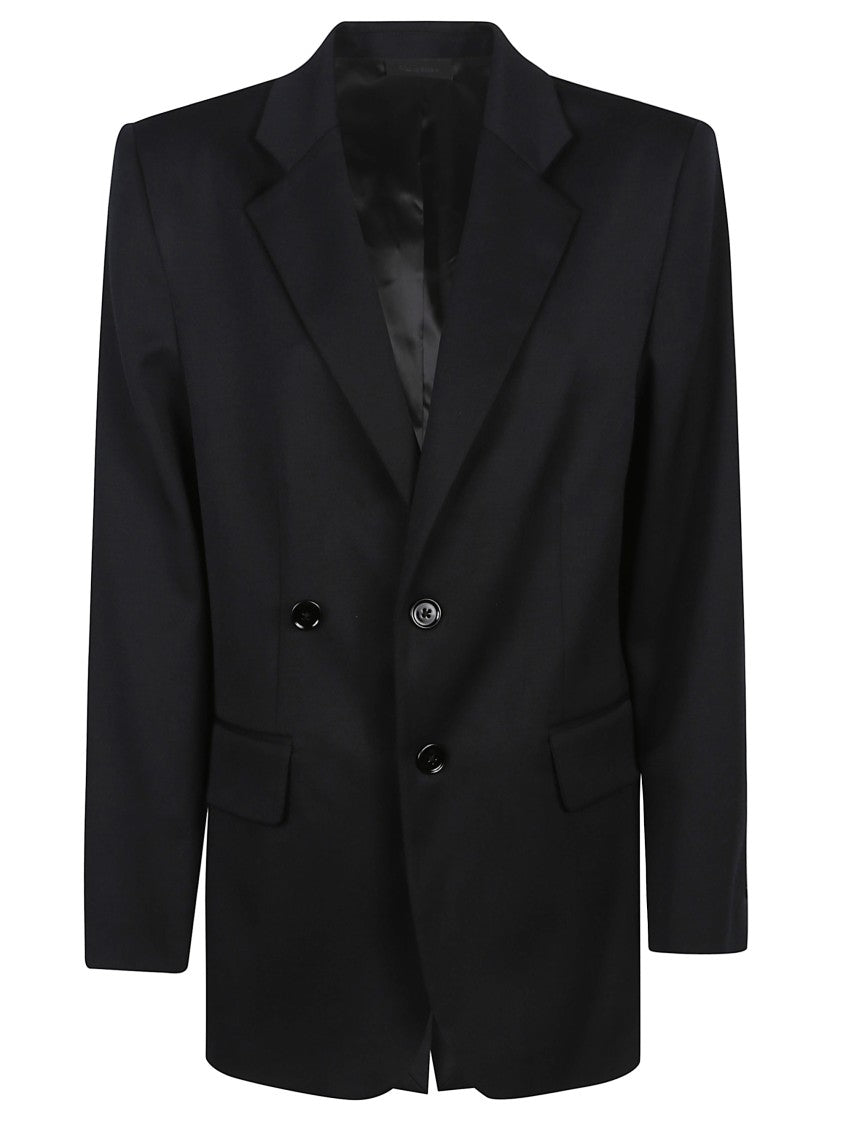 Mm6 By Maison Margiela Tailored Black Wool Blazer With Notched Lapel