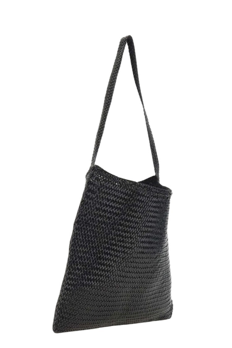 Dragon Diffusion Black Ars Diagonal Square Woven Leather Tote Bag