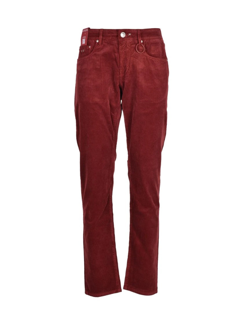 Tramarossa Red Corduroy Trousers With Classic Five-Pocket Design