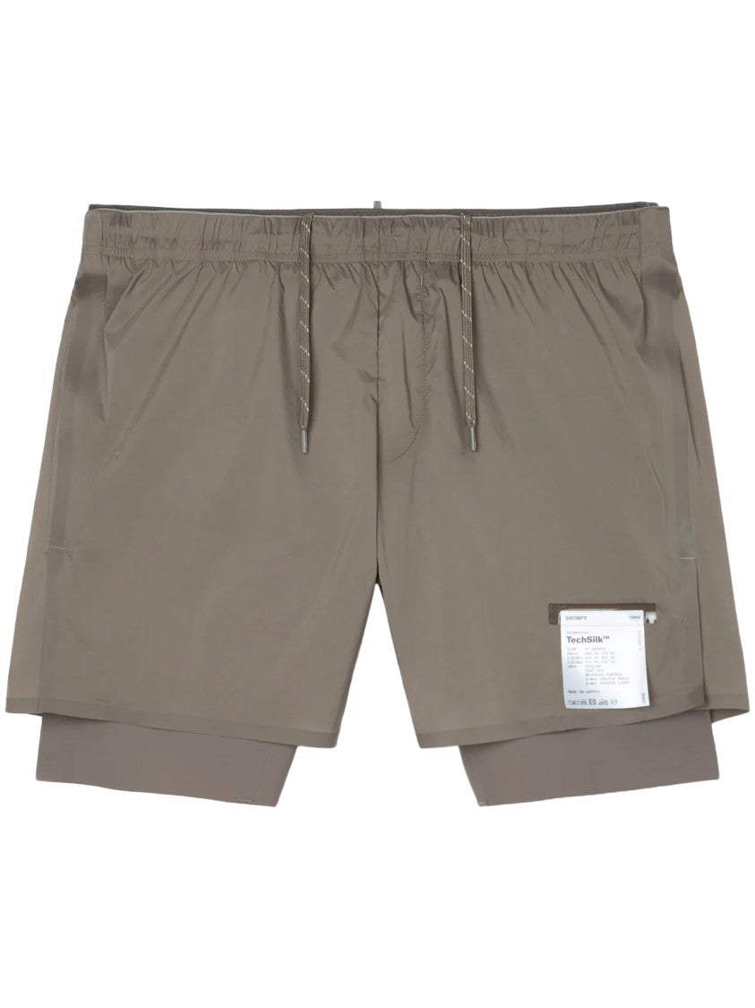 Satisfy Layered Teck Silk Athletic Shorts With Elastic Waistband