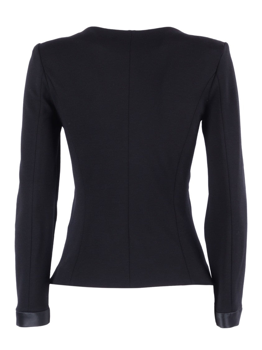 Emporio Armani Fitted Minimalist Ribbon Accent Blazer