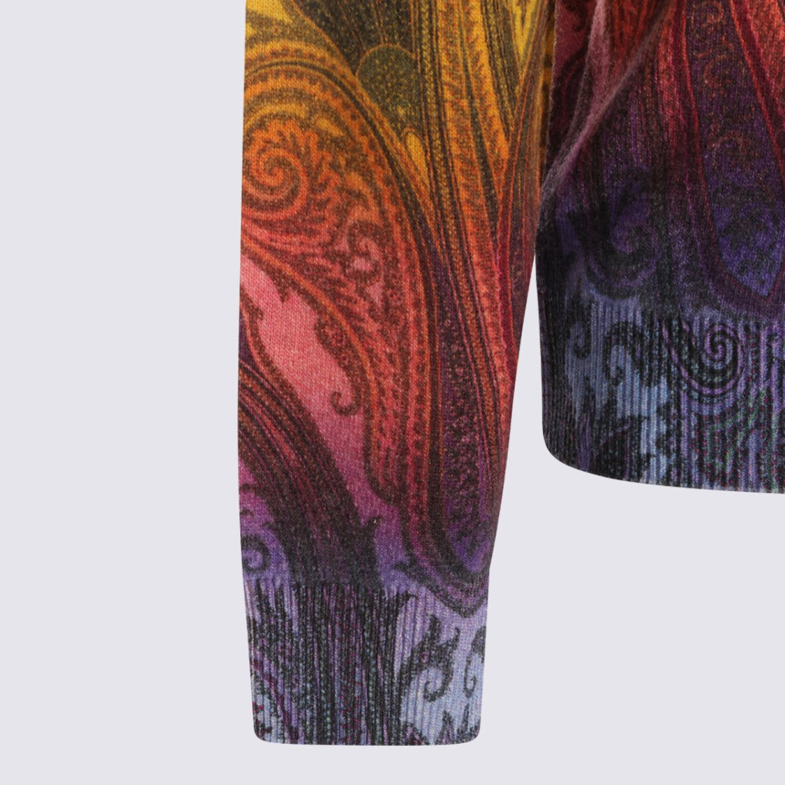 Etro Gradient Paisley Pattern Knit Sweater With Classic Crew Neckline