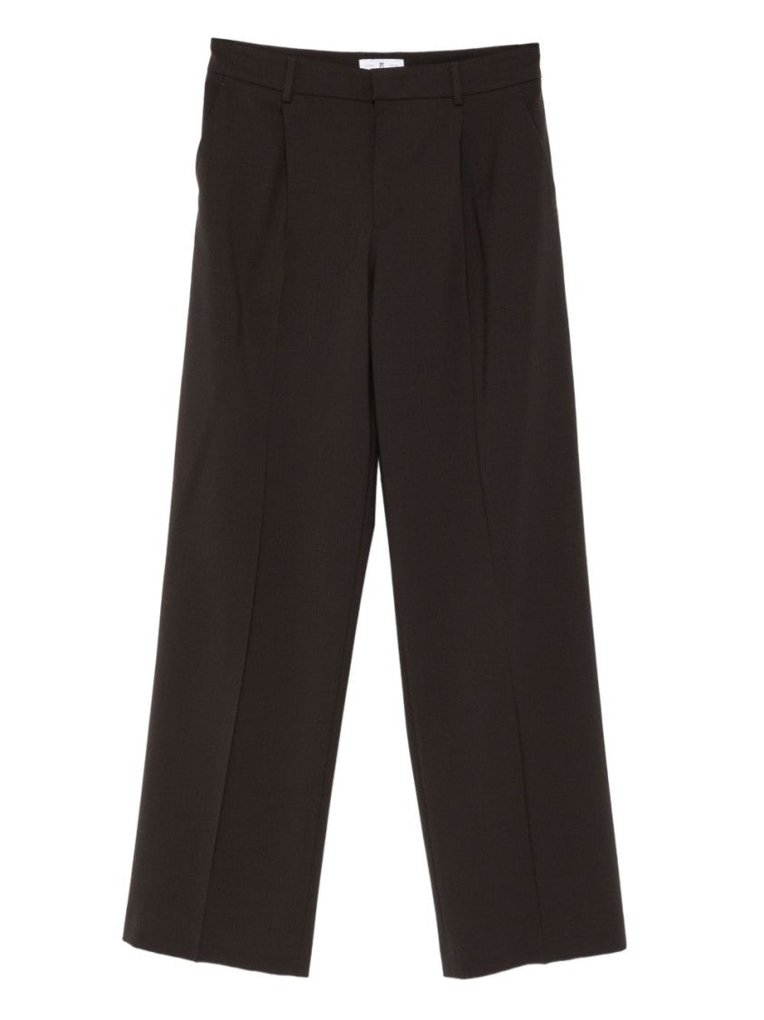 Pt Torino Dark Brown Tailored Trousers With Structured Silhouette