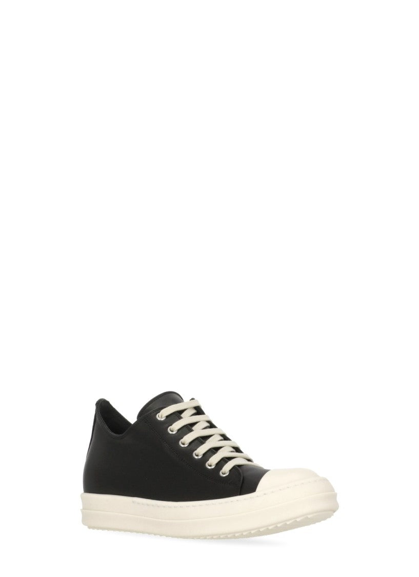 Rick Owens Black Hollywood Leather Low-Top Sneakers
