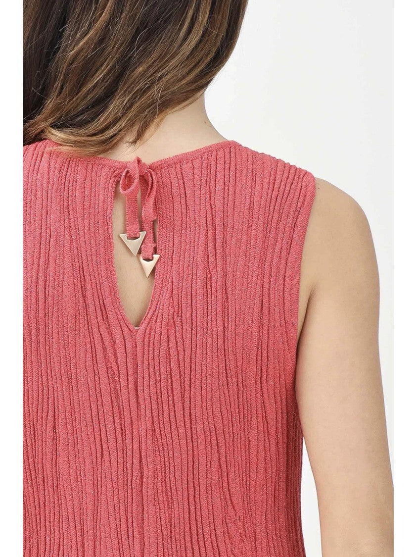 Akep Red Viscose Polyamide Polyester Knit Dress