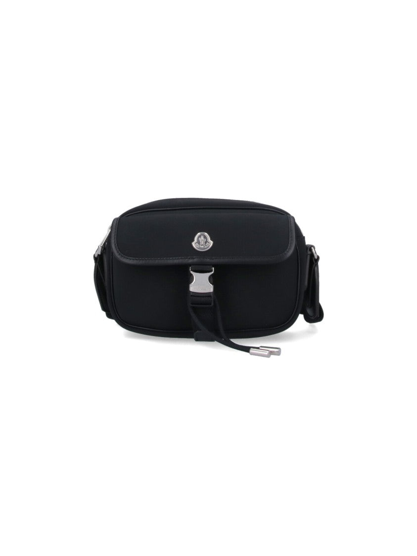 Moncler Black Crossbody Bag With Leather Accents And Adjustable Strap