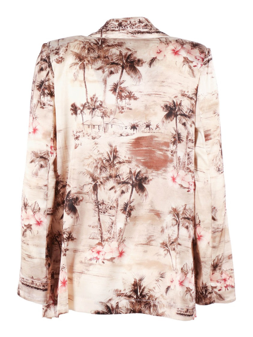 Shirt A Porter Silk Coastal Print Tailored Blazer