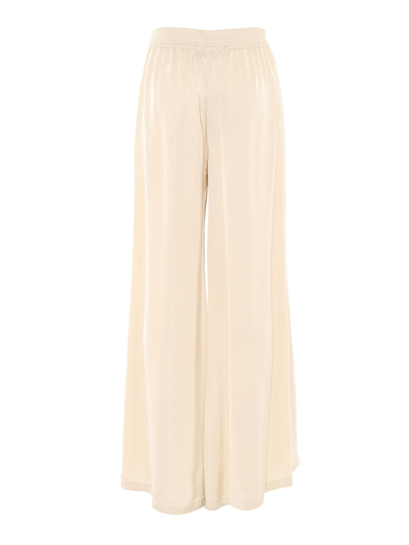 Fabiana Filippi Viscose Satin Wide Leg Trousers With Elastic Waistband