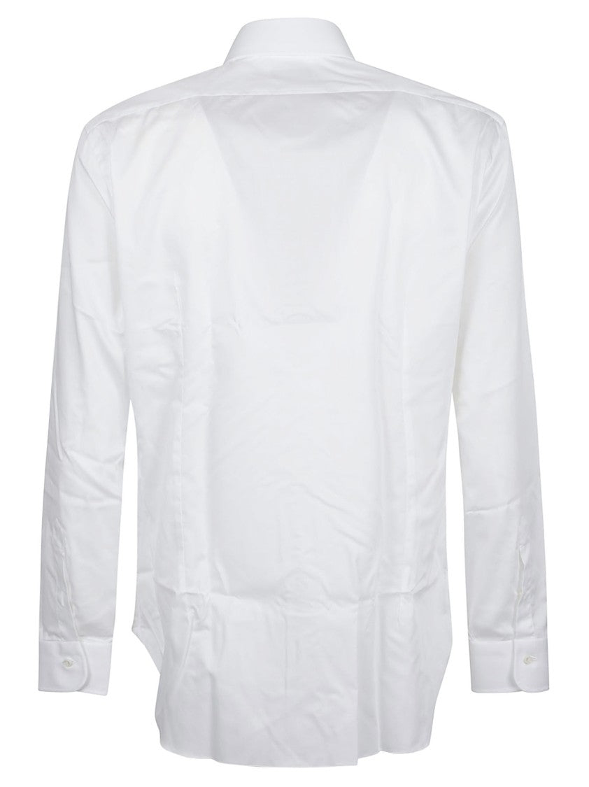 Barba Napoli White Cotton Long-Sleeve Shirt