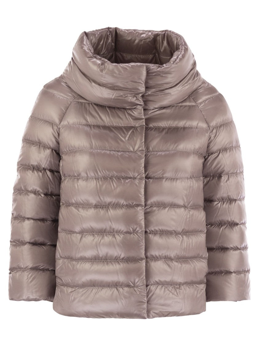 Herno Mini Cape With 3/4 Sleeves And Crater Collar