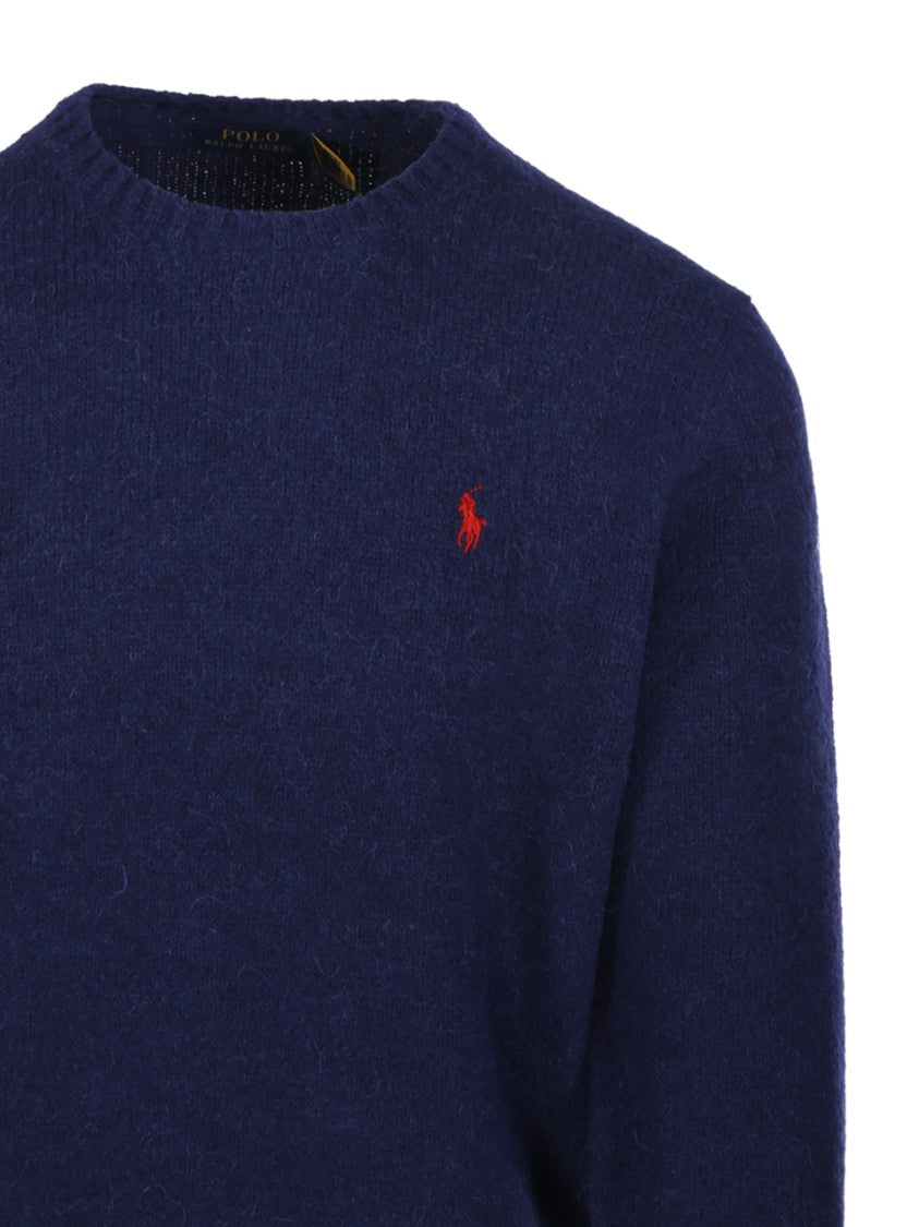 Polo Ralph Lauren Textured Blue Turtleneck Sweater With Ribbed Hem